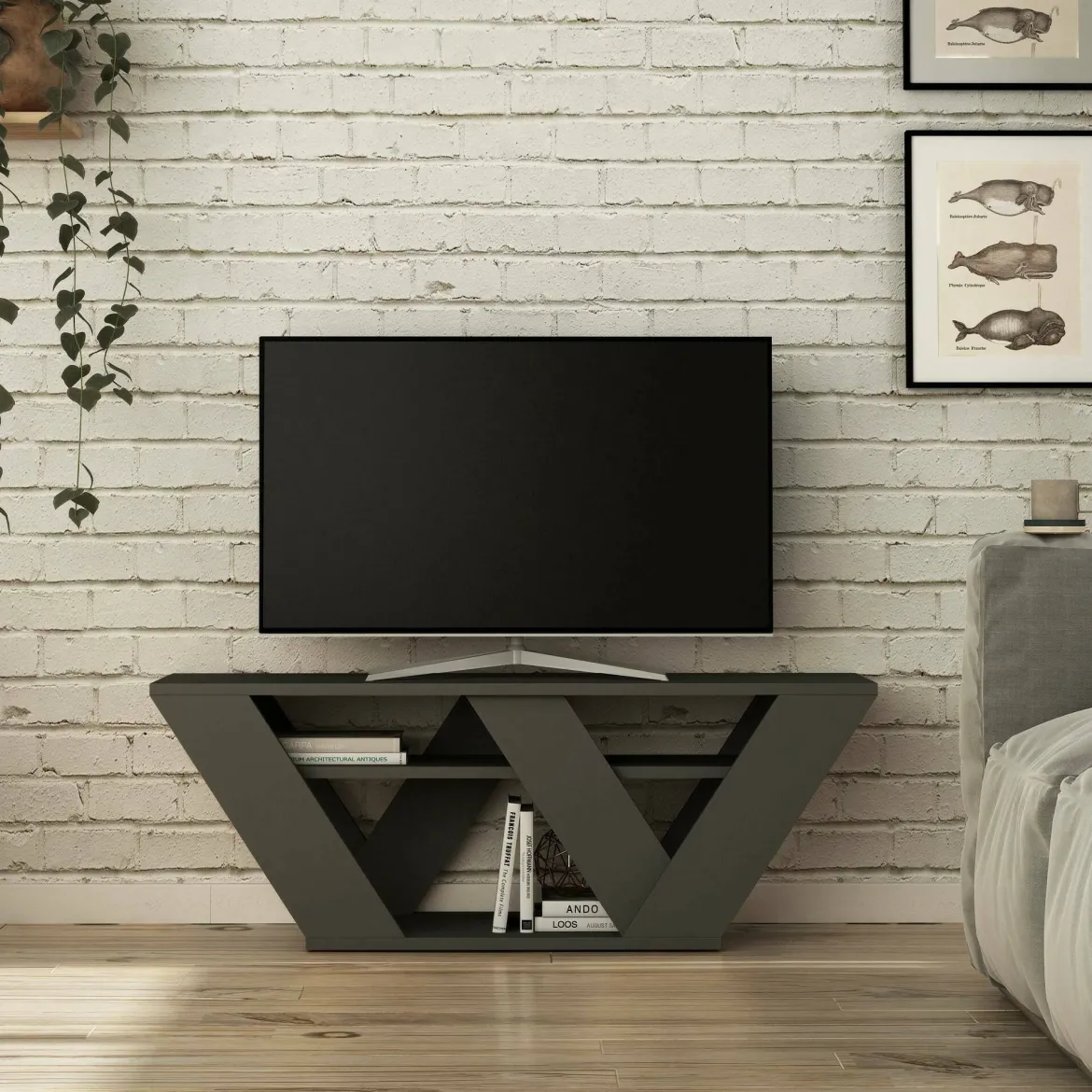 Mobile TV antracite 110x30x40h cm in legno - Amazzonite