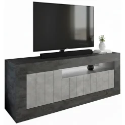 Mobile TV ardesia e cemento 138x42x56h cm 3 ante - Iole