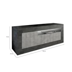 Mobile TV ardesia e cemento 138x42x56h cm 3 ante - Iole