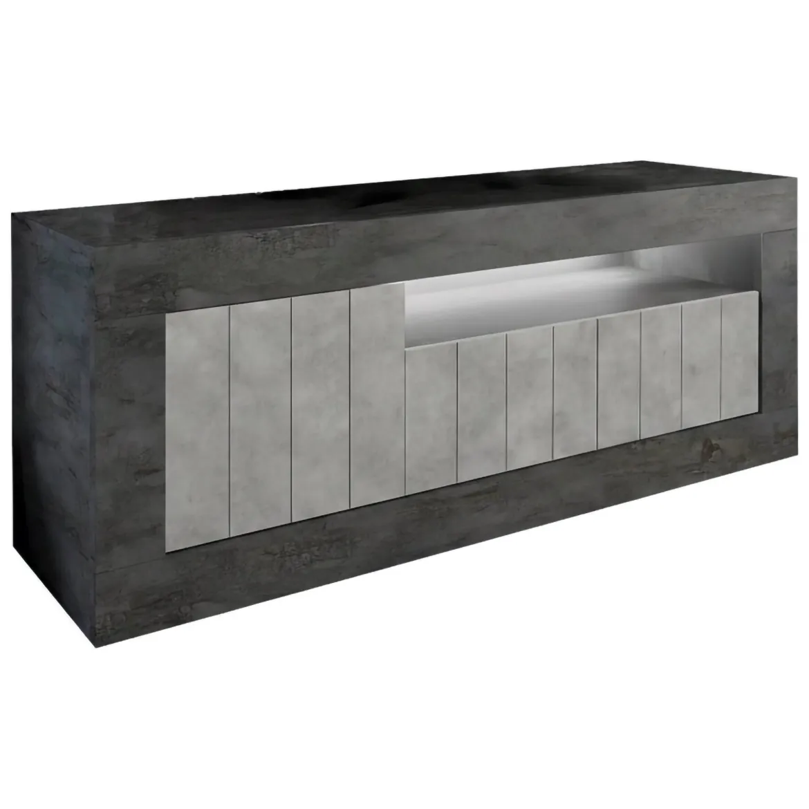Mobile TV ardesia e cemento 138x42x56h cm 3 ante - Iole