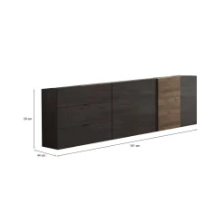 Mobile TV ardesia e noce 181x44x59h cm 3 ante - Sidr