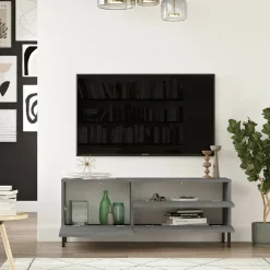 Mobile TV argento e nero 120x35x46h cm 3 ante - Zephir