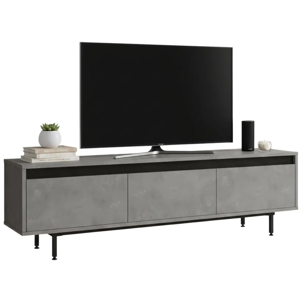 Mobile TV argento e nero 160x35x45h cm 3 ante - Titli