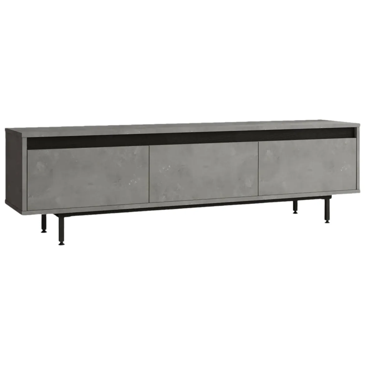 Mobile TV argento e nero 160x35x45h cm 3 ante - Titli