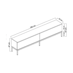 Mobile TV bianco e argento 180x30x47h cm modulabile - Espero
