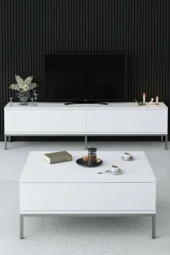 Mobile TV bianco e argento 180x30x47h cm modulabile - Espero