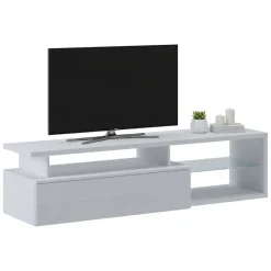 Mobile TV bianco e bianco lucido 160x38x41h cm in legno - Gisella