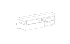 Mobile TV bianco e bianco lucido 160x38x41h cm in legno - Gisella