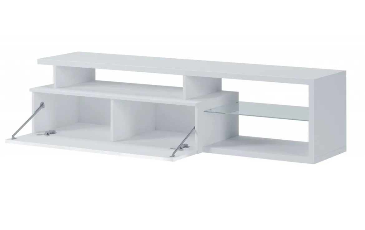 Mobile TV bianco e bianco lucido 160x38x41h cm in legno - Gisella
