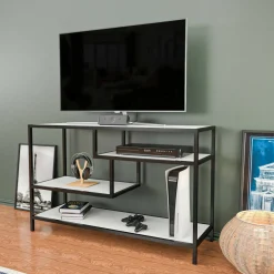 Mobile TV bianco e nero 120x39x75h cm in legno - Ivette