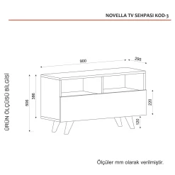 Mobile TV bianco e noce 90x29x50h cm in legno - Mun