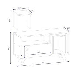 Mobile TV bianco e noce 90x29x51h cm in legno - Barrali