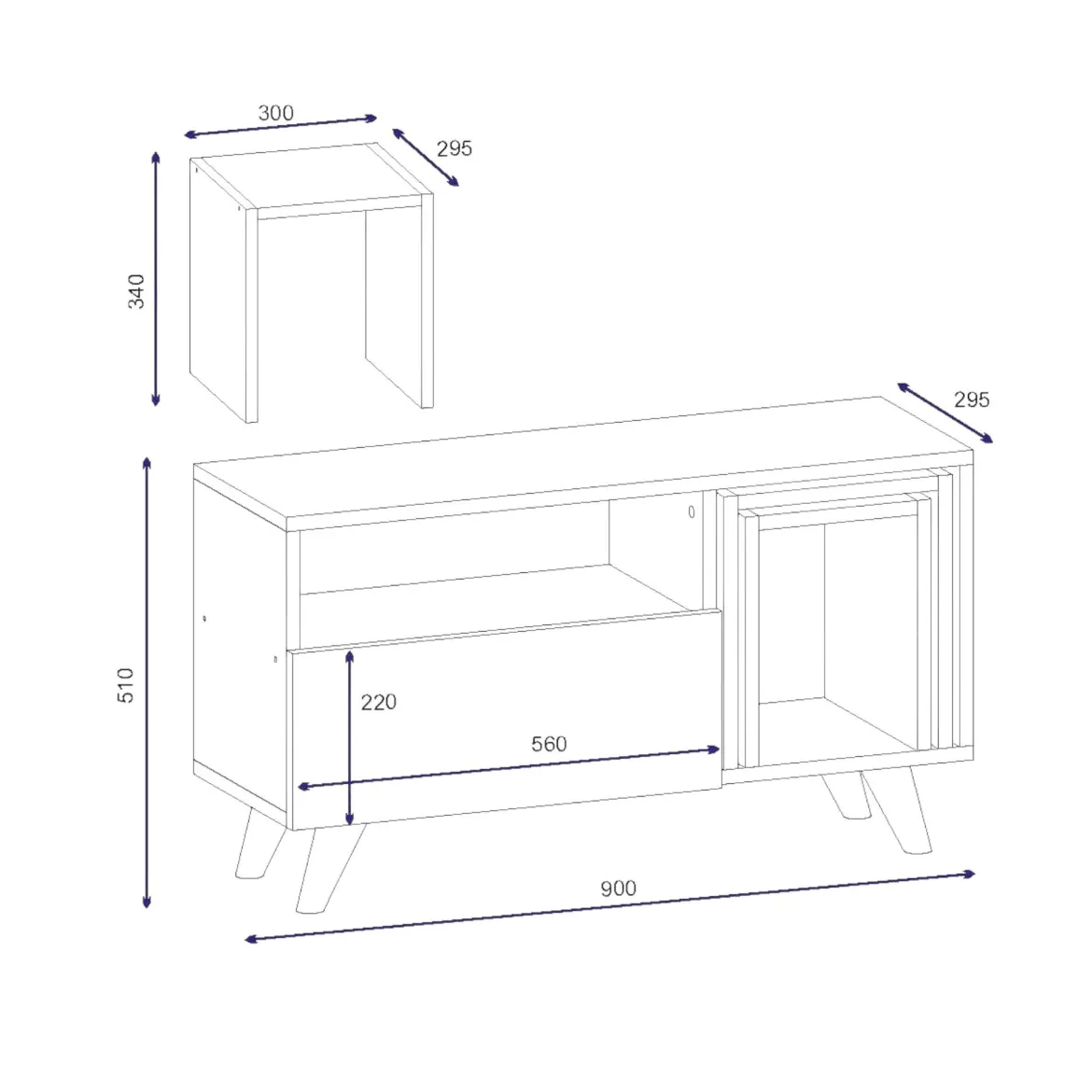 Mobile TV bianco e noce 90x29x51h cm in legno - Barrali