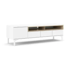 Mobile TV bianco e quercia 155x48x48h cm in legno - Rosata