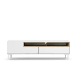 Mobile TV bianco e quercia 155x48x48h cm in legno - Rosata