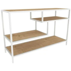 Mobile TV bianco e rovere 120x39x75h cm in legno - Ivette