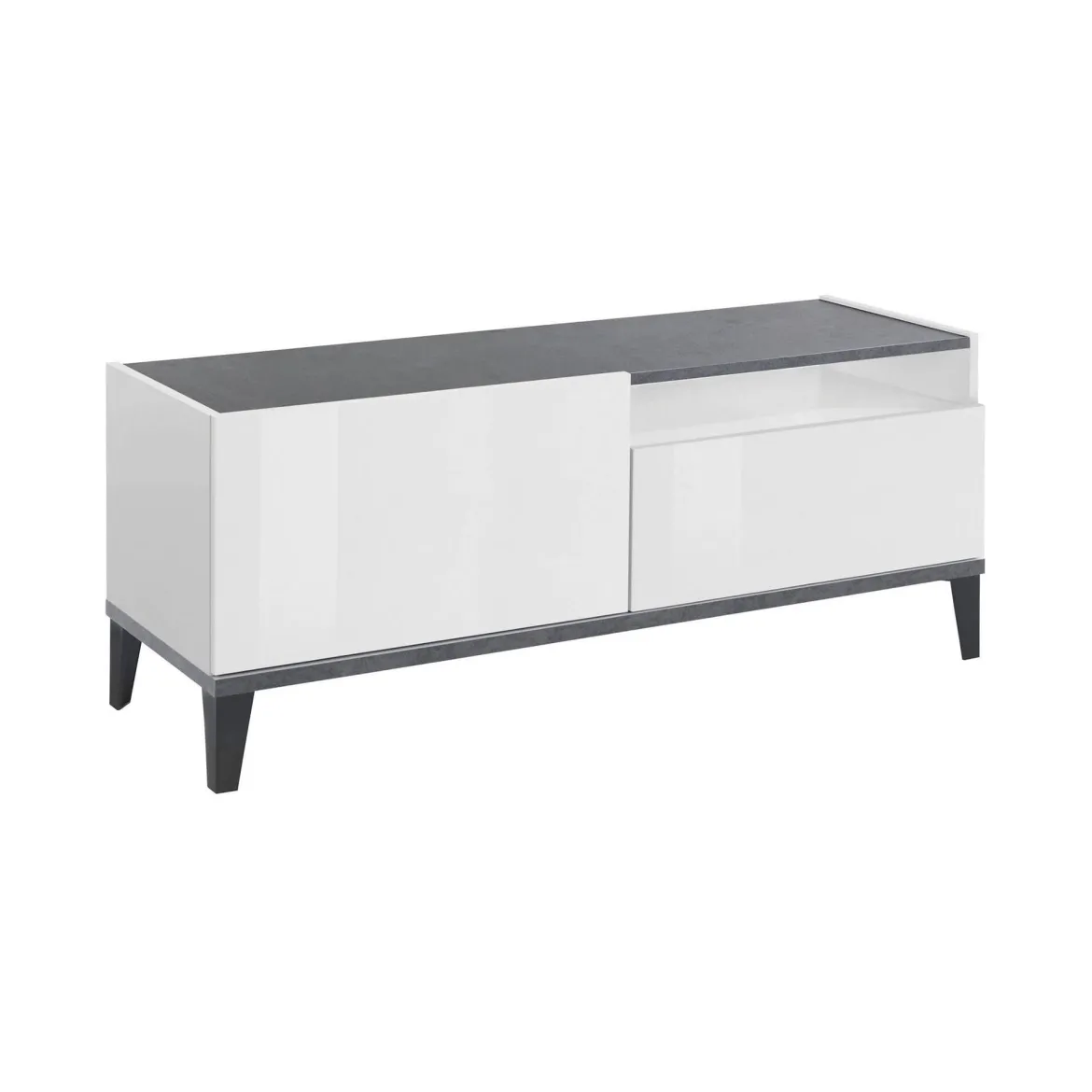Mobile TV bianco lucido e ardesia 120x40x47h cm in legno - Atris