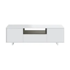 Mobile TV bianco lucido e grigio cenere 150x41x46h cm 3 ante - Andalusia