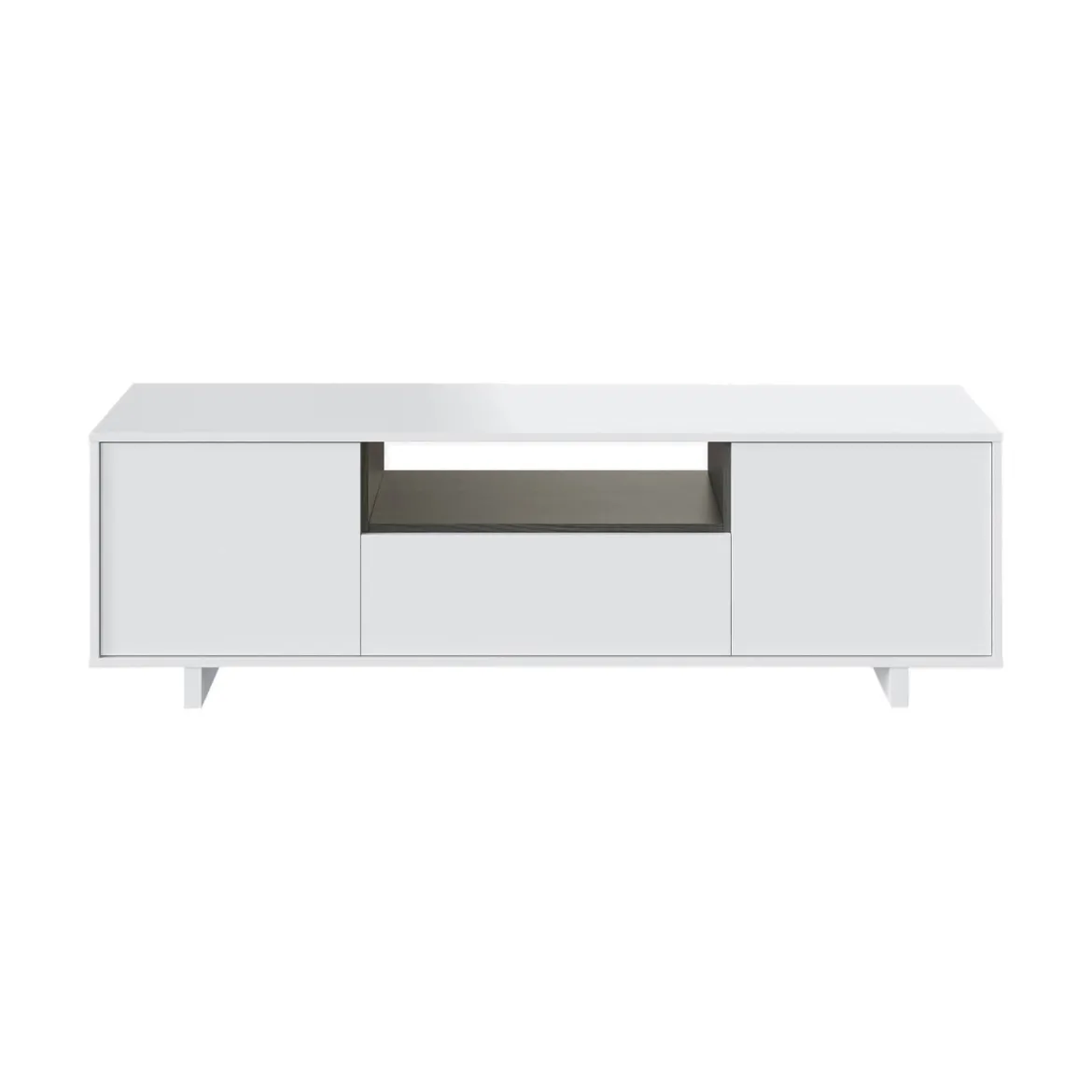 Mobile TV bianco lucido e grigio cenere 150x41x46h cm 3 ante - Andalusia