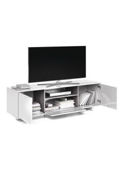 Mobile TV bianco lucido e grigio cenere 150x41x46h cm 3 ante - Andalusia