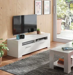 Mobile TV bianco lucido 120x42x40h cm 2 ante - Sparaxis