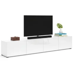 Mobile TV bianco lucido 225x38x39h cm 4 ante - Ame