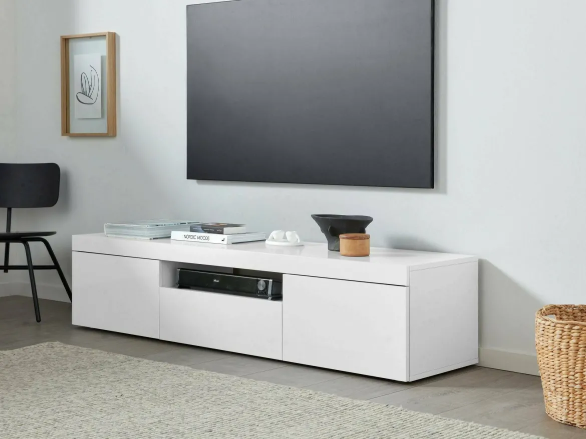 Mobile TV bianco 160x40x35h cm 3 ante - Edoarda
