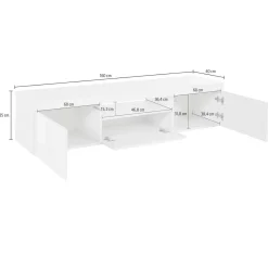 Mobile TV bianco 160x40x35h cm 3 ante - Edoarda