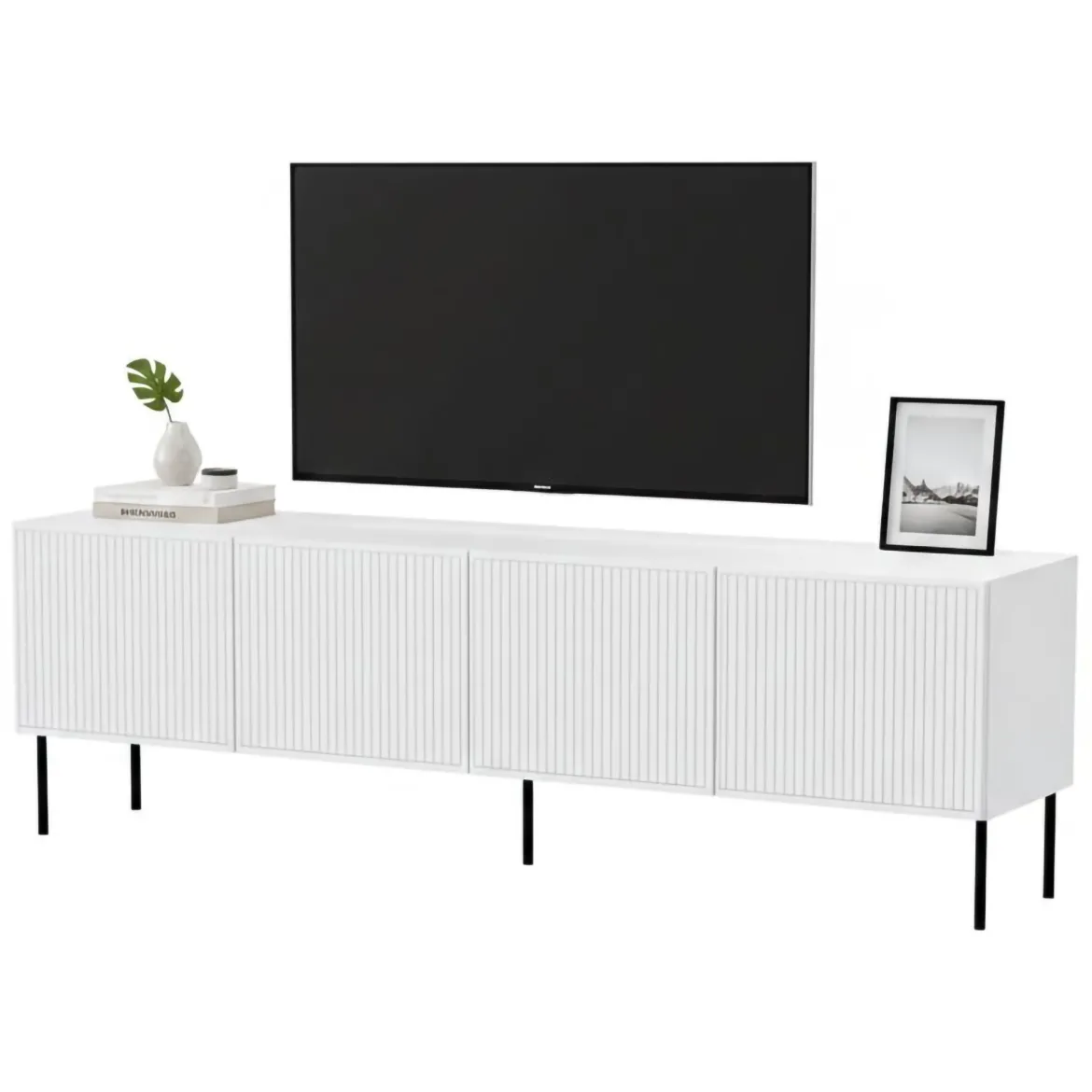 Mobile TV bianco 200x42x52h cm 4 ante - Priocca