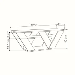 Mobile TV bianco 110x30x40h cm in legno - Amazzonite