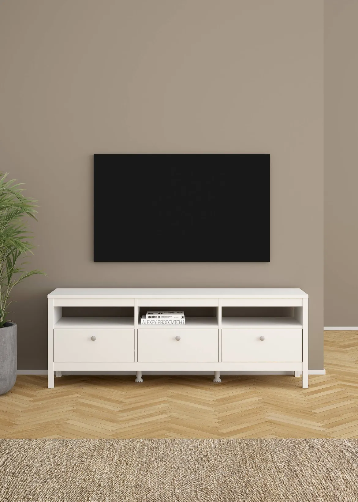 Mobile TV bianco 151x38x54h cm in legno - Astana