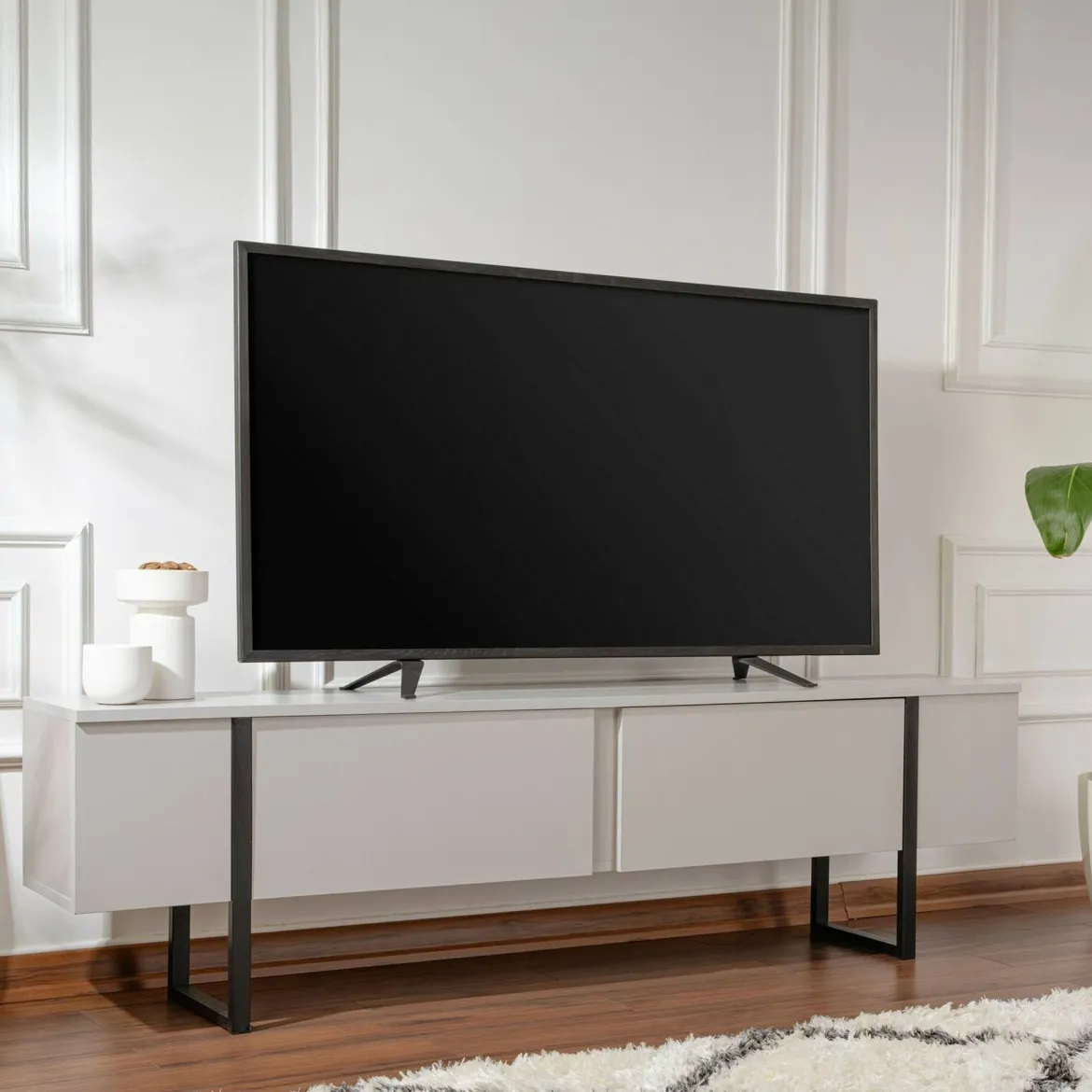 Mobile TV grigio e nero 180x29x50h cm 2 ante - Lilith