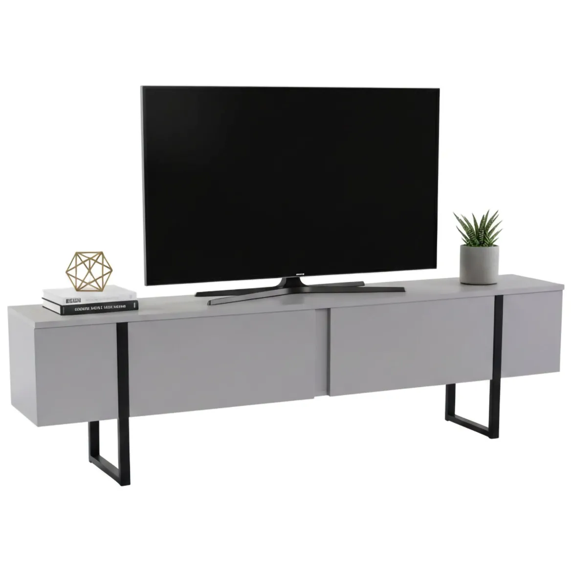 Mobile TV grigio e nero 180x29x50h cm 2 ante - Lilith