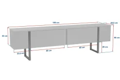 Mobile TV grigio e nero 180x29x50h cm 2 ante - Lilith
