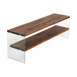 Mobile TV marrone e trasparente 140x35x45h cm in legno - Umbria