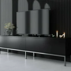 Mobile TV nero e argento 180x30x47h cm modulabile - Espero
