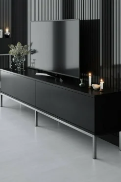 Mobile TV nero e argento 180x30x47h cm modulabile - Espero