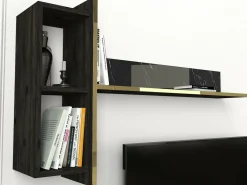 Mobile TV nero e oro 180x32x45h cm 3 ante - Beinasco