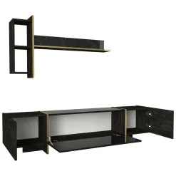 Mobile TV nero e oro 180x32x45h cm 3 ante - Beinasco