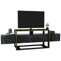 Mobile TV nero e oro 160x46x49h cm in legno - Jo