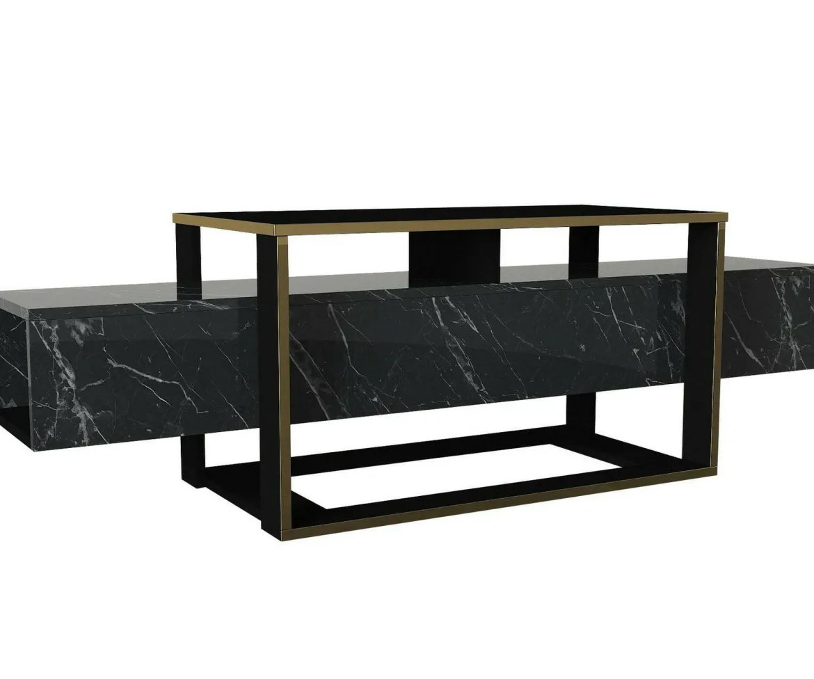 Mobile TV nero e oro 160x46x49h cm in legno - Jo
