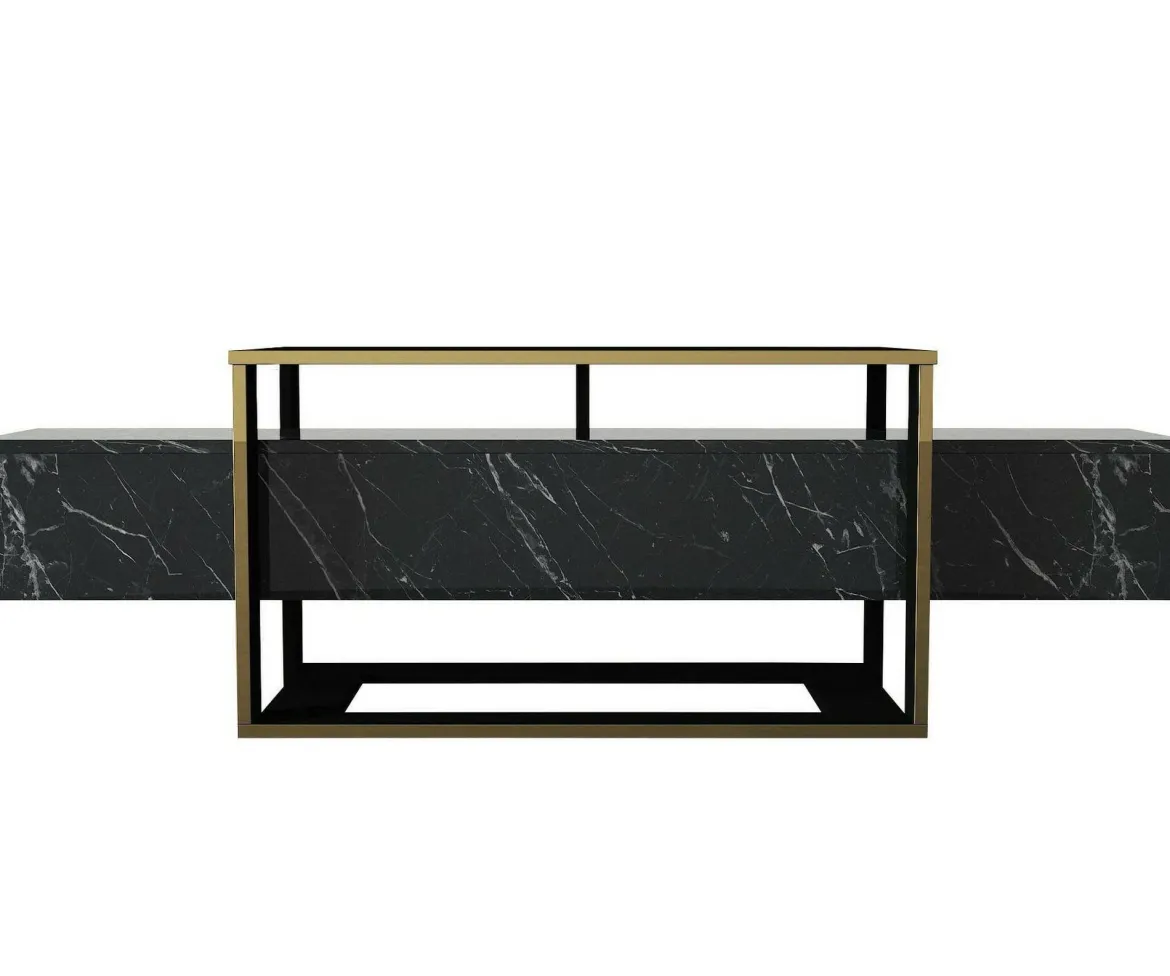 Mobile TV nero e oro 160x46x49h cm in legno - Jo