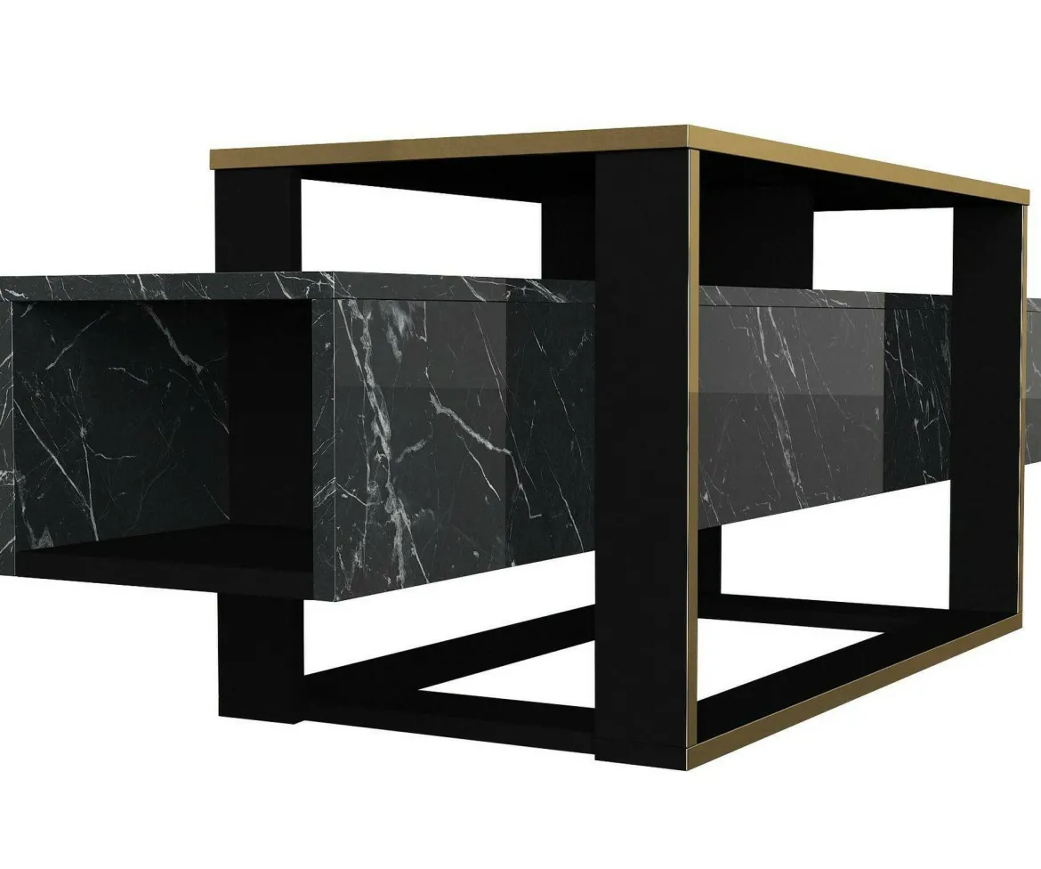 Mobile TV nero e oro 160x46x49h cm in legno - Jo