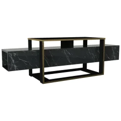 Mobile TV nero e oro 160x46x49h cm in legno - Jo