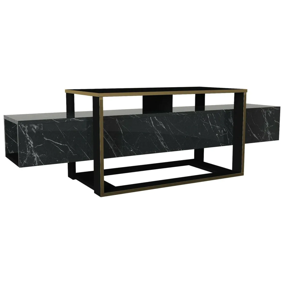 Mobile TV nero e oro 160x46x49h cm in legno - Jo