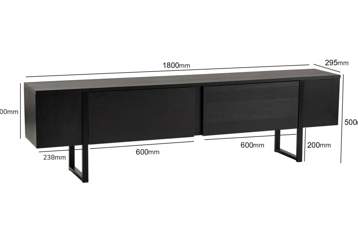 Mobile TV nero 180x29x50h cm 2 ante - Lilith