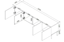 Mobile TV nero 200x42x60h cm 4 ante - Sospiro