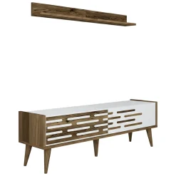 Mobile TV noce e bianco 140x45x35h cm 2 ante - Arsiero