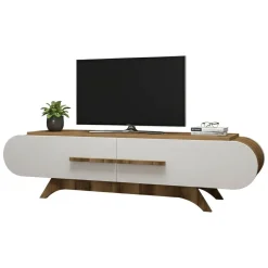 Mobile TV noce e bianco 145x37x37h cm 2 ante - Matsu