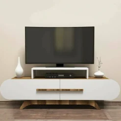 Mobile TV noce e bianco 145x37x37h cm 2 ante - Matsu